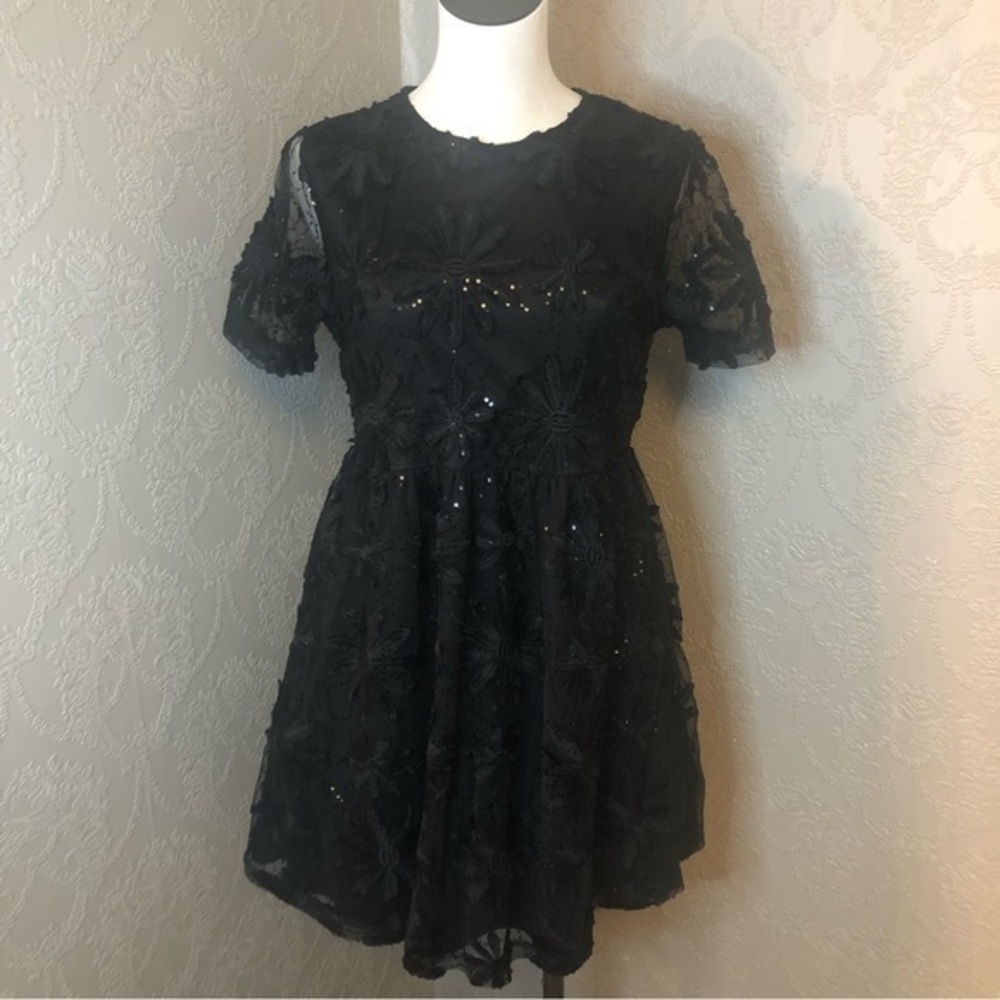 Available by Angela Fashion L Large Black Party Dress sequin great condition